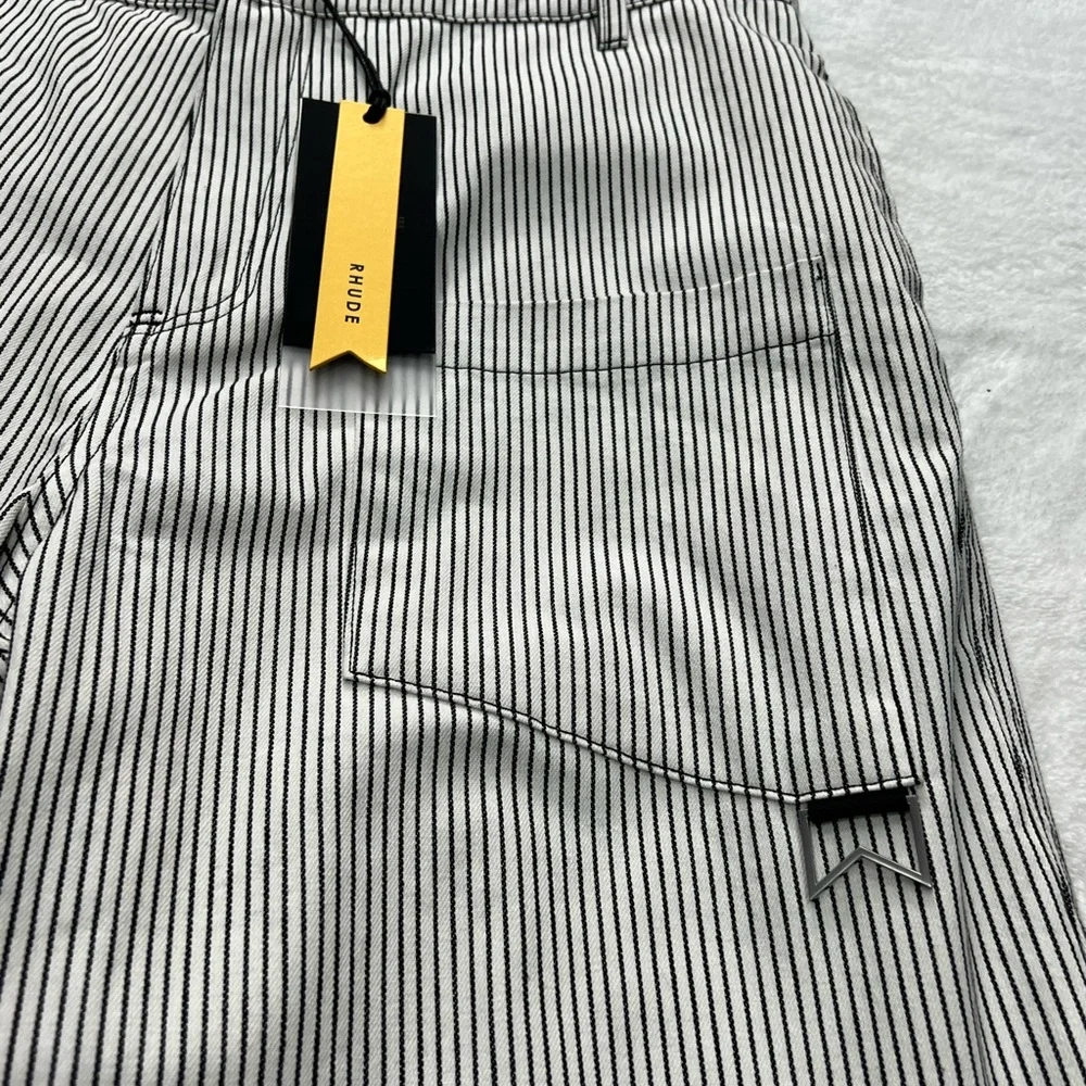 Rhude Pinstriped Front Pocket Pants White Black Men’s 2XL - Picture 4 of 9